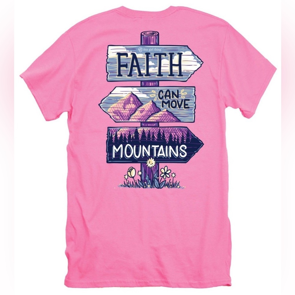 Girls Faith Can Move Mountains Its A Girl Thing Youth Short Sleeve Tee Shirt